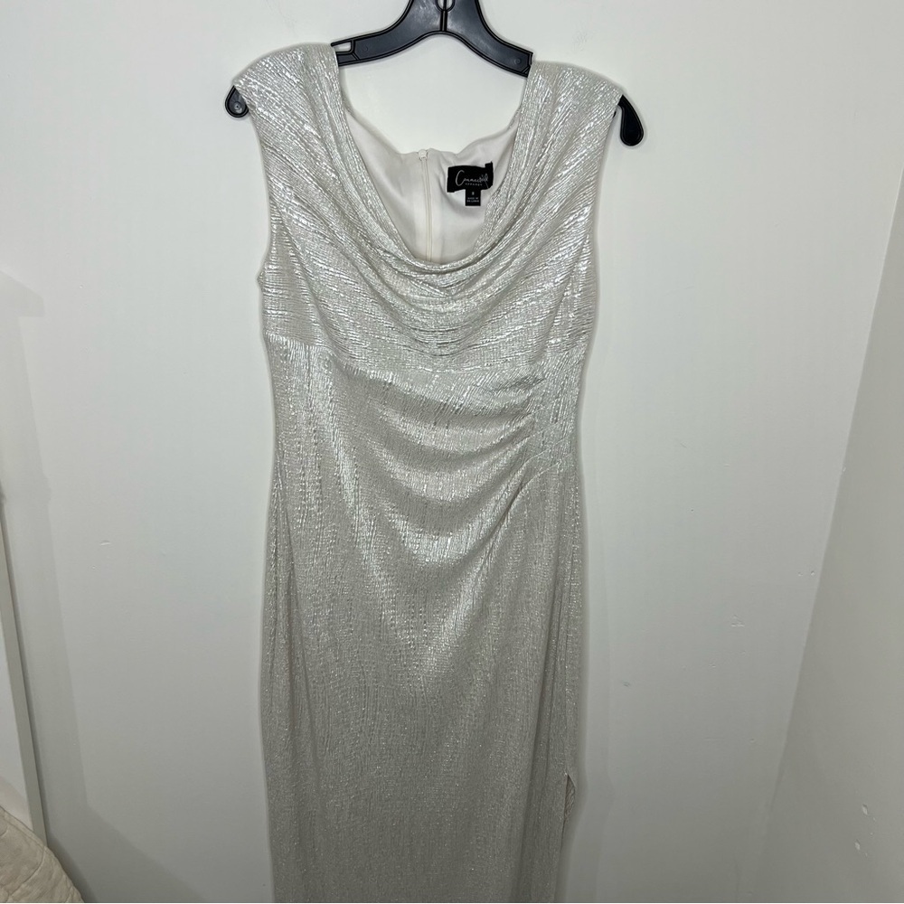 NWT Women’s Connected Apparel Silver Long Social Dress Size 8